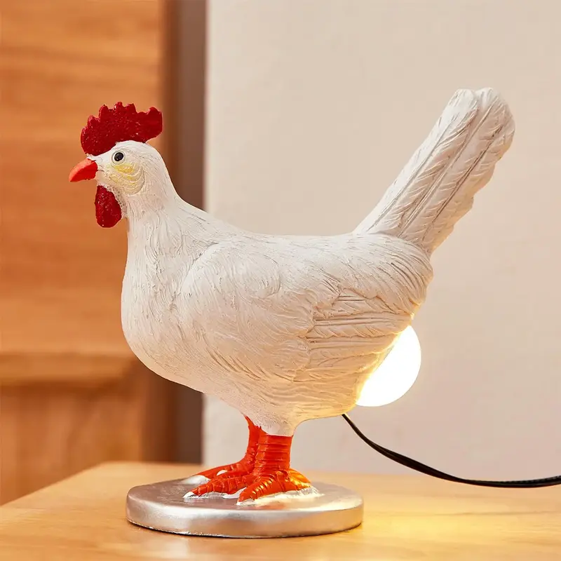 Chicken Egg Lamp Funny Chicken lamp with Egg in Butt Lifelike LED Chicken Night Lights with USB Resin Warm Table Light Decor ...