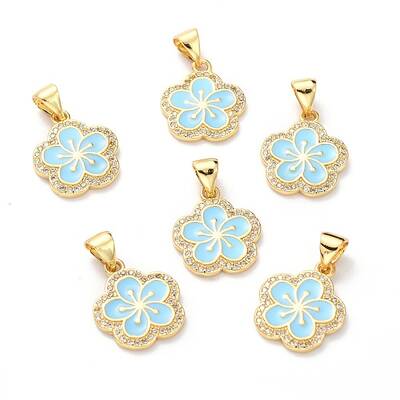 Brass Micro Pave Cubic Zirconia Pendants