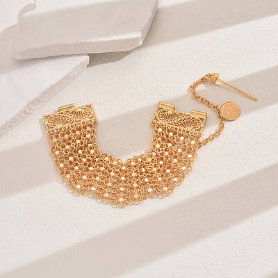 Hollow Alloy Star & Ring Link Chain Bracelets for Women