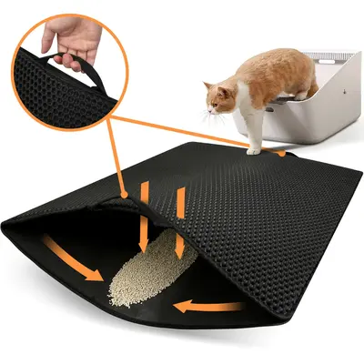 Conlun Cat Litter Mat Honeycomb Double Layer Design Trapping Mat for Urine Water Proof Scatter Control Less Waste Washable Pe...