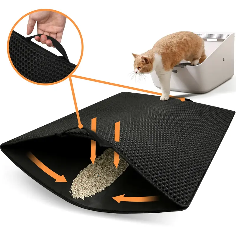 Conlun Cat Litter Mat Honeycomb Double Layer Design Trapping Mat for Urine Water Proof Scatter Control Less Waste Washable Pe...