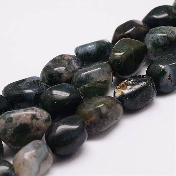 Natural Moss Agate Bead Strands