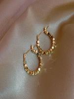 Vintage Minimalist Geometry Beaded Hoop Earrings, 2024 New Style Fashionable Jewelry for Women, Trendy All-match & Exquisite ...