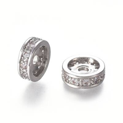 Brass Micro Pave Cubic Zirconia Spacer Beads