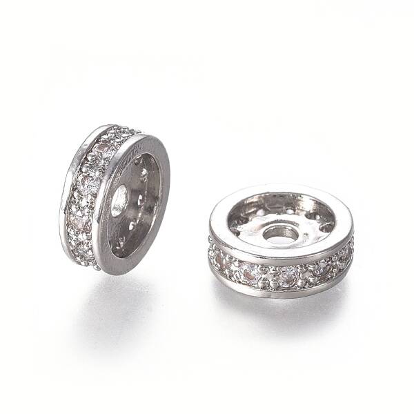 Brass Micro Pave Cubic Zirconia Spacer Beads