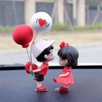 Summer Cute Couple Statue Car Ornament, Car Cartoon Couple Decorative Statue, Couple Statue Decoration, Car Interior Decor, B...