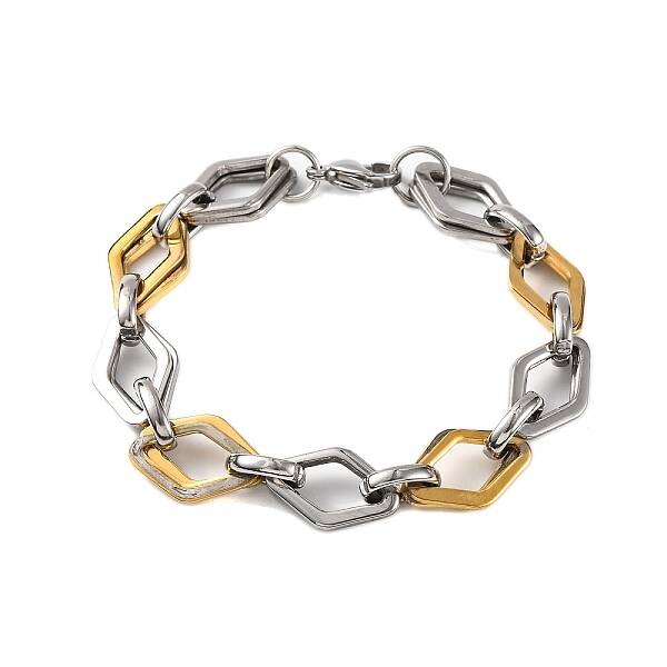 201 Stainless Steel Rhombus Link Chain Bracelets