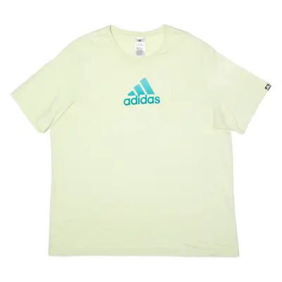 ADIDAS Mens T-Shirt Yellow Crew Neck 2XL