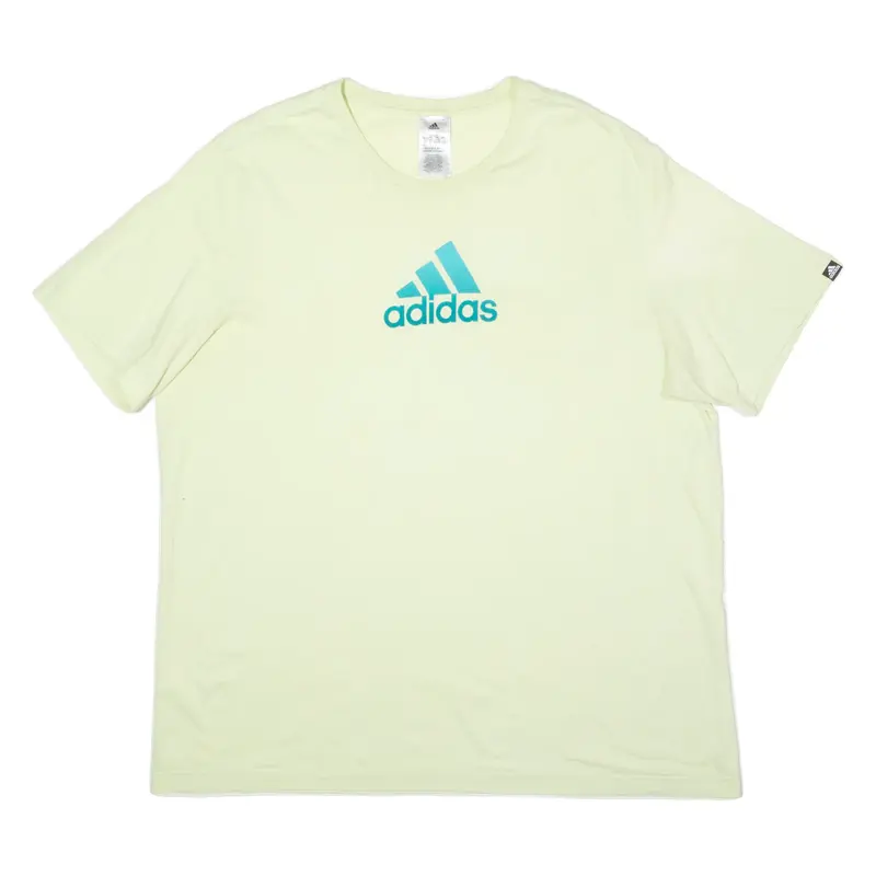 ADIDAS Mens T-Shirt Yellow Crew Neck 2XL