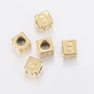 304 Stainless Steel Large Hole Letter European Beads