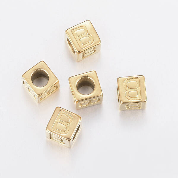304 Stainless Steel Large Hole Letter European Beads