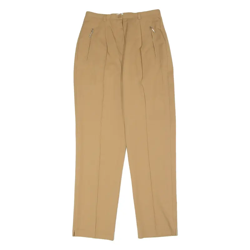 BEST CONNECTIONS Pleated Womens Trousers Beige Slim Straight 90s W26 L28