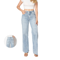 BlueMoment High Waist Stretchy Distressed Jeans for Women with Raw Hem Tummy Control BBL Denim Pants