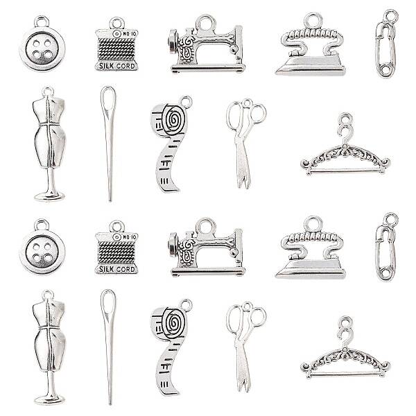 50Pcs 10 Style Tibetan Style Zinc Alloy Pendants