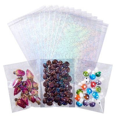 50Pcs Double Face Laser Rectangle PE Cellophane Bags
