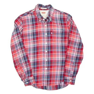 LEVI'S Slim Fit Mens Shirt Red Check Long Sleeve S
