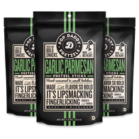 Pop Daddy Flavored Pretzels Sticks | Healthy Gourmet Pretzels Snacks | 7.5oz Individual Bags | 3 Pack | Garlic Parmesan