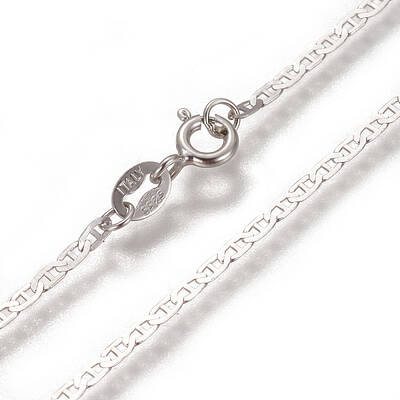 Anti-Tarnish Rhodium Plated 925 Sterling Silver Mariner Link Chain Necklaces