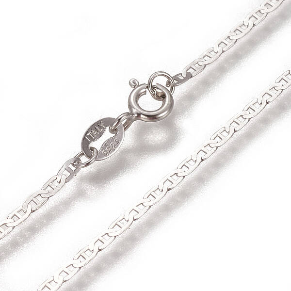 Anti-Tarnish Rhodium Plated 925 Sterling Silver Mariner Link Chain Necklaces