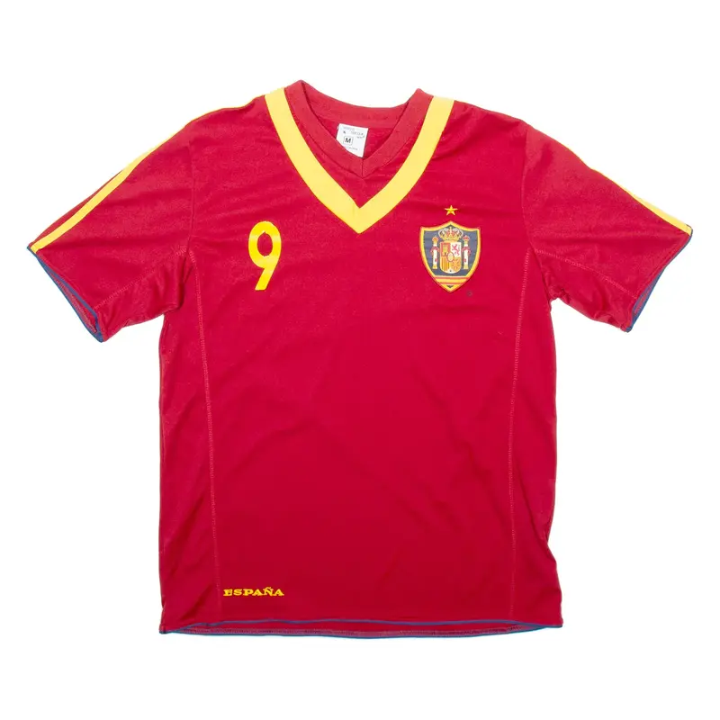 WORLD SOCCER Spain Mens Football Shirt Jersey Red V-Neck M