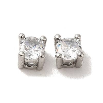 Brass with  Single Clear  Cubic Zirconia Bead
