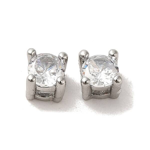 Brass with  Single Clear  Cubic Zirconia Bead