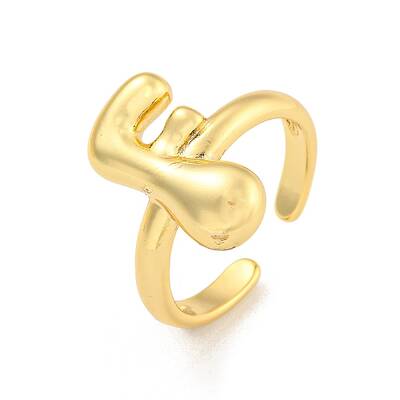 Brass Letter Open Cuff Rings for Women