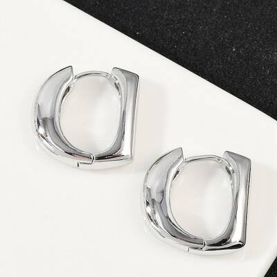 Brass D-Shaped Hoop Earrings