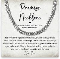 Promise Necklace For Him - Birthday & For Boyfriend, Husband - Cuban Chain Necklace With Cubic Zirconia Stones