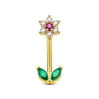 16G CZ Gem Flower Curved Barbell Rook Earring Cartilage Earring