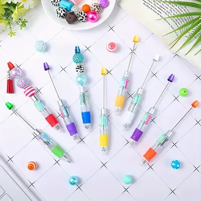 7 Pens 4-in-1 Multicolor Beadable Pens WHOLESALE BULK Beaded Ballpoint Pen 1.0mm Medium Suitable for DIY with Beads and Focal...