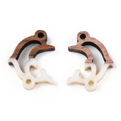 Opaque Resin & Walnut Wood Connector Charms