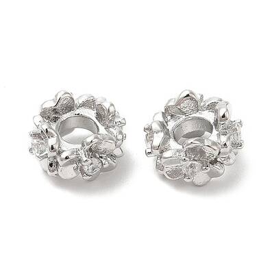 Brass Pave Clear Cubic Zirconia Spacer Beads