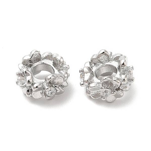 Brass Pave Clear Cubic Zirconia Spacer Beads