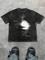 Men's Regular Fit Plain Wave Print Short Sleeve Graphic Tee, Casual Comfy Round Neck T-shirt for Summer, Fashion Men's Top fo...