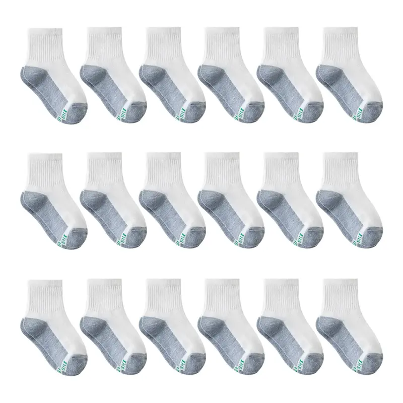 18 Pairs Kids Boys Girs Socks Athletic Basketball Youth Sport Crew Cotton Breathable Soft Socks School Uniform Casual Basic S...