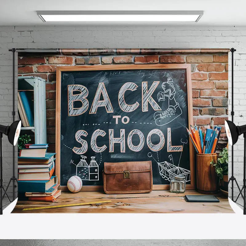 Back To School Brick Wall Cake Smash Photo Backdrop