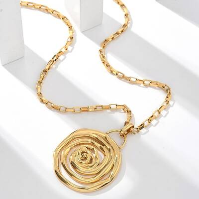 304 Stainless Steel Flower Pendant Necklaces for Women