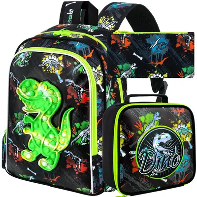 3PCS Dinosaur Backpack for Boys, 16\