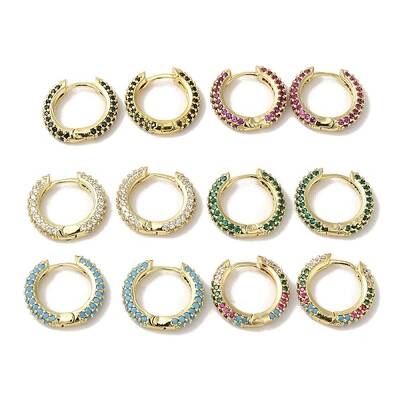 Rack Plating Brass Micro Pave Cubic Zirconia Huggie Hoop Earrings for Women