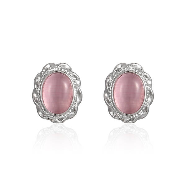 Stainless Steel Cat Eye Stud Earrings for Women