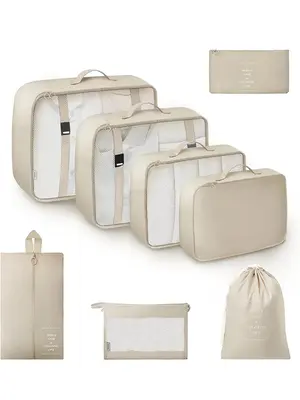 Simple Solid Color Compact Travel Accessories 2025 Luggage Organizer, Large Capacity Waterproof Portable Accessories for Wome...