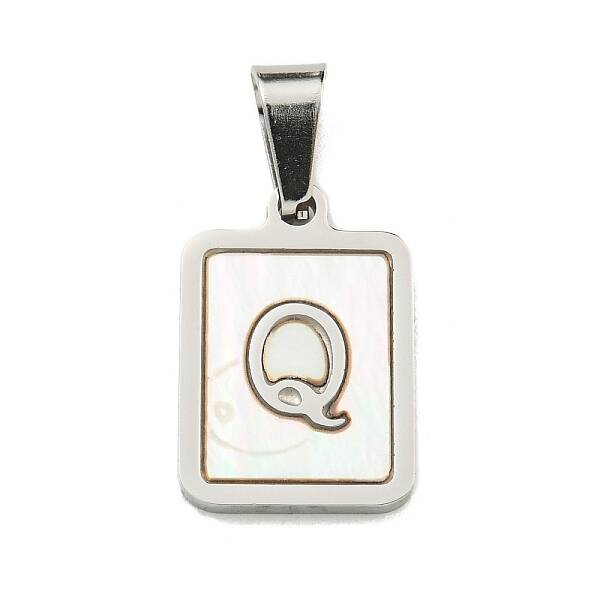 304 Stainless Steel Pave Natural White Shell Pendants