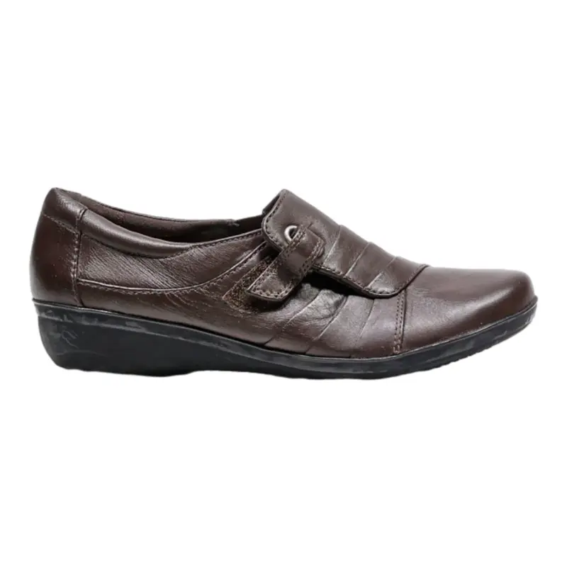 CLARKS Loafer Shoes Brown Leather Womens UK 5.5