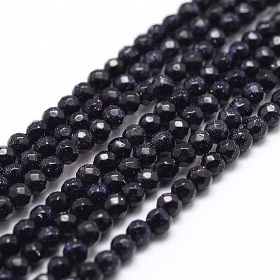 Synthetic Blue Goldstone Beads Strands