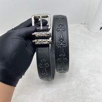 Retro Vine Roller Belt with Pebbled Pattern Unisex Fashion Featuring Colorful Crosses and Detailed Buckles for Youth Style