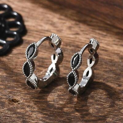 Brass Micro Pave Cubic Zirconia Huggie Hoop Earrings