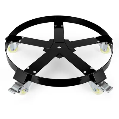 Garvee Heavy Duty 55 Gallon Drum Dolly - 1250 lbs Steel Frame - 5-Wheel 360° Swivel Casters with Brakes, Cross Braces - Non-...