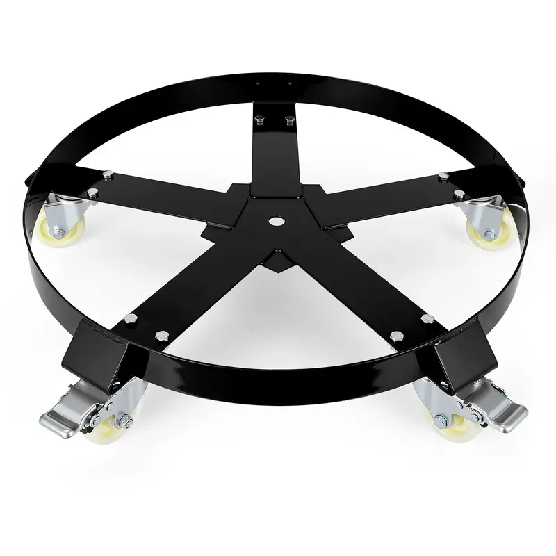 Garvee Heavy Duty 55 Gallon Drum Dolly - 1250 lbs Steel Frame - 5-Wheel 360° Swivel Casters with Brakes, Cross Braces - Non-...