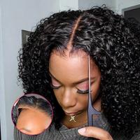 Bling Hair Glueless Wigs Deep Wave Human Hair Wig 6x4 Pre-Cut Curly Water Wave Lace Closure Wigs 180% Density Ready Go Wigs F...
